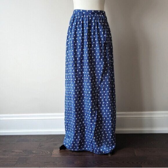 Dynamite blue and white polka dot maxi skirt with wrap slit - Picture 1 of 7